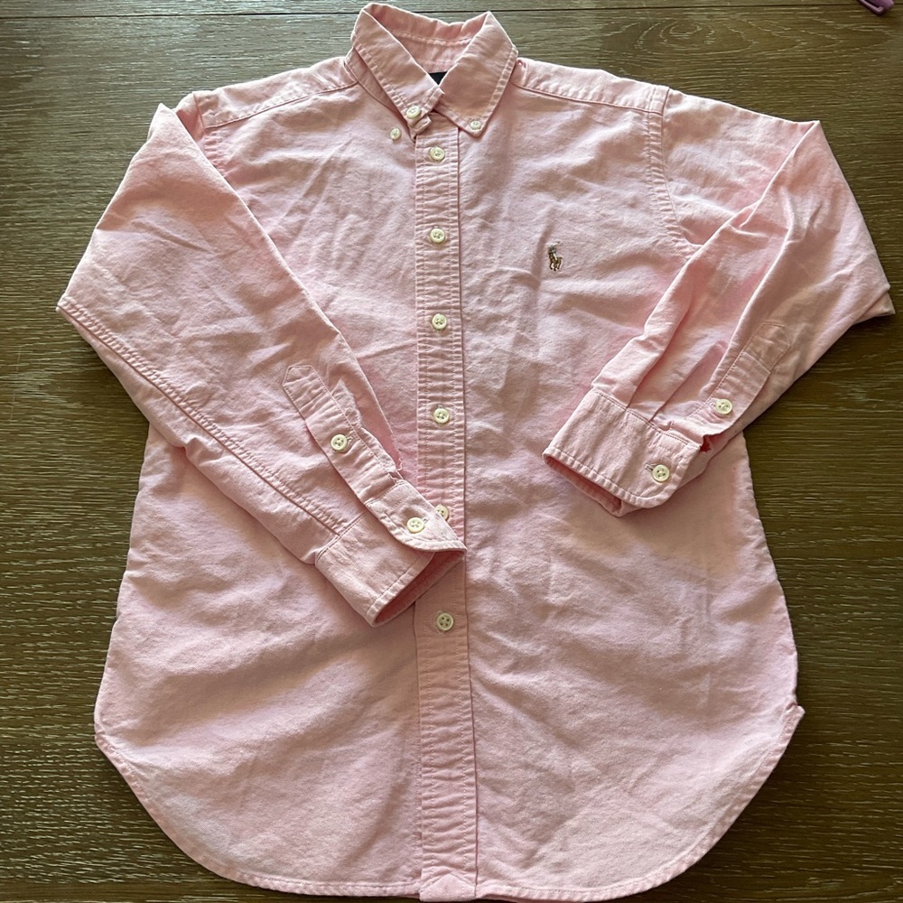 Polo Ralph Lauren Boys Size 8 Pink Oxford Button Down Shirt Classic Fit Pony